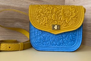 Шкіряна сумка, ручна робота, патріотична сумка, клач - Опис