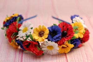 Обруч український з квітами із фоамірану - Опис