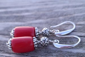 Браслет и серьги из натуральных красных кораллов - Описание