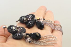 Сутажные серьги с цепочками - Описание