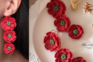 Робота Сережки красные маки из полимерной глины