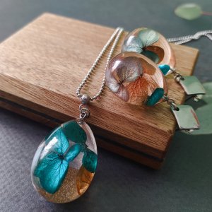 Работа Набор украшений со стабилизированным гортензией Оранж