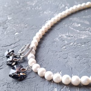 Робота Кольє та сережки з перлів з кристалами Swarovski