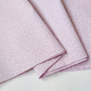 Работа Ткань хлопок для рукоделия мелкие листочки на розовом