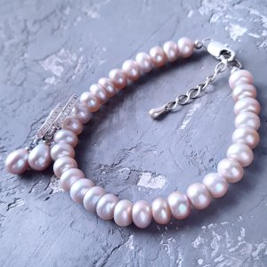 Работа Браслет и серьги из натурального жемчуга # 350