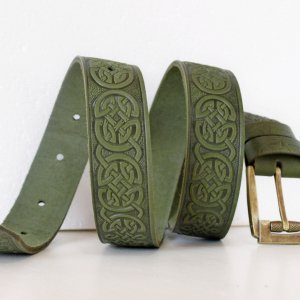 Работа ремень кожаный В "язь -оливка