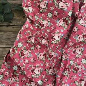 Работа Ткань хлопок винтажные розы на розовом