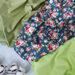 Робота Набір бавовняної тканини з 3шт.Троянди ,салатний та хакі