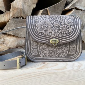 Робота Жіноча шкіряна сумка "Розмай" колір сірий