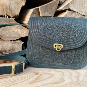 Работа Женская кожаная сумка "Розмай" цвет темно-зеленый