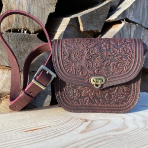 Робота СУМКА ШКІРЯНА "КВІТКА" КОЛІР БОРДО