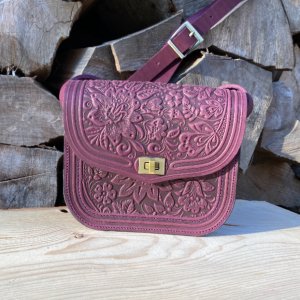 Робота СУМКА ШКІРЯНА "КВІТКА" КОЛІР Фіолетовий