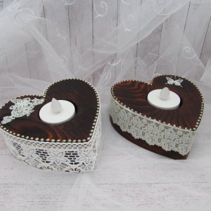 Работа Деревянный подсвечник Сердце