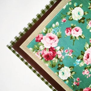 Работа Набор ткани для рукоделия хаки клеточка и цветы