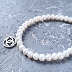 Робота Браслет з натуральних перлів у сріблі з кристалами