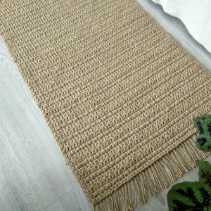 Работа Ковер ручной работы. Джутовый коврик. Вязаный коврик.