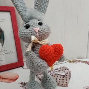 Робота Зайчик в'язаний. До дня Валентина. Валентинки.