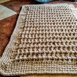 Работа Ковер для ванной. Джутовый коврик. Вязаный коврик.