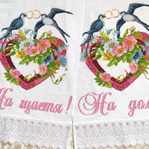 Работа Свадебный рушник "Ласточки"