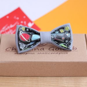 Работа Галстук-бабочка серый "Химия"