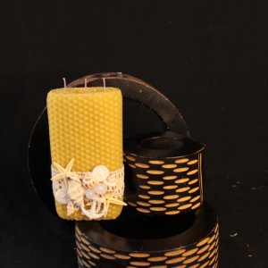 Робота Свічки з вощини, свічки з декором на 3 фітіля