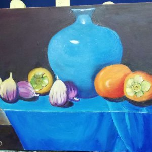 Робота Картина "Натюрморт синя ваза і інжир"