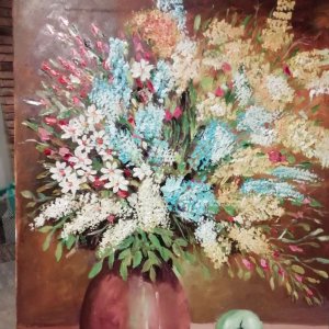 Робота Картина "Букет квітів у вазі і яблука",