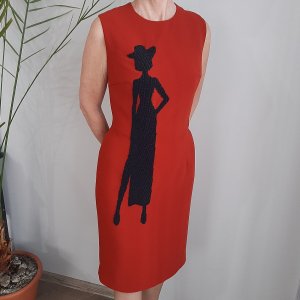 Робота Теракотове коктейльне плаття вишите вручну бісером