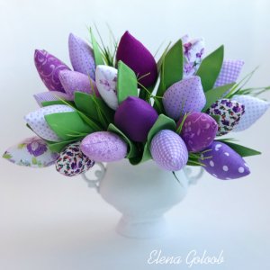 Работа Букет текстильных тюльпанов сиреневый