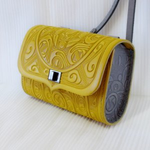 Робота сумка шкіряна Трипілля міні жовто-сіра