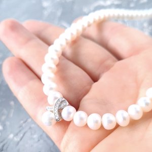 Работа Колье из натурального жемчуга и жемчужиной Майорка