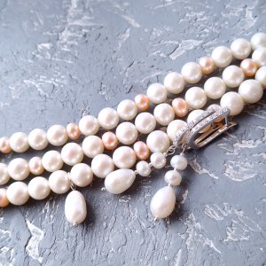 Робота Браслет та срібні сережки з натуральних перлів