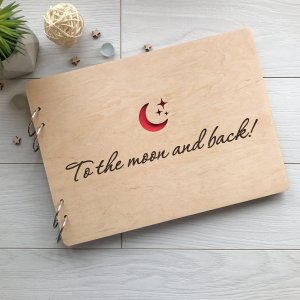 Работа Деревянный альбом для фото и записей «К месяца и обратно»