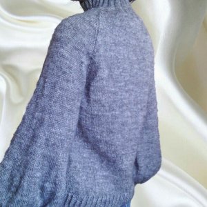 Работа Серый свитер-реглан с широким рукавом под горло из ангоры