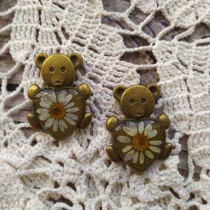 Работа Брошь с сухоцветами МИШКА