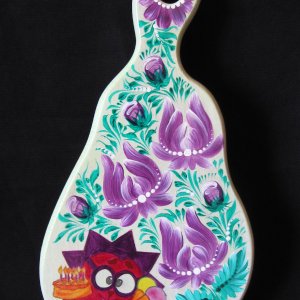 Работа Доска разделочная  Петриковская роспись  СМЕШАРИКИ - ЁЖИК