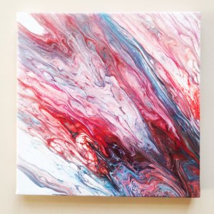 Робота Картина в техніці Fluid Art в червоних тонах.