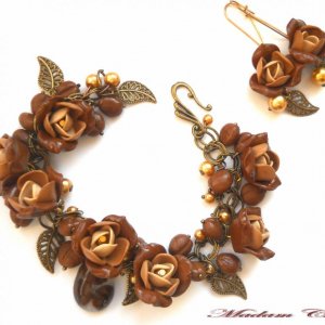 Работа Браслете серьги кофейного цвета