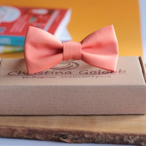 Работа Бабочка коралловый из искусственного шелка