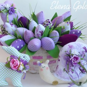 Работа Пасхальный декор в сиреневых оттенках