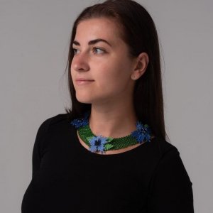 Работа колье "Васильки"