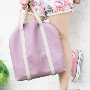 Работа Сиреневая сумка шоппер. Большая сумка на плечо