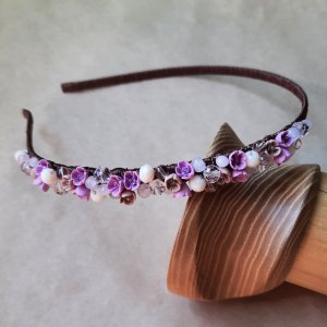 Работа Сиреневый обруч с цветами, обруч для девочки