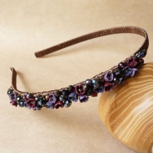 Робота Фіолетово бордовий квітковий ободок, обруч для дівчинки