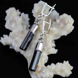 Работа Серьги "Черный турмалин" 