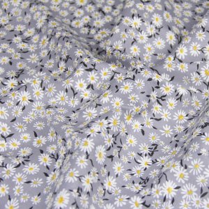 Робота Тканина бавовна для рукоділля ромашки на сірому