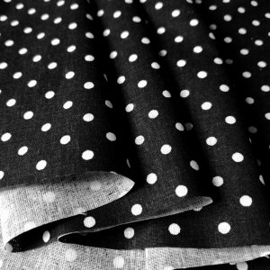Робота Тканина бавовна для рукоділля горошок 4мм на чорному