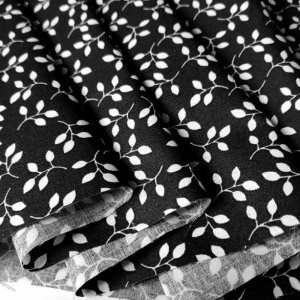 Работа Ткань хлопок веточки на черном