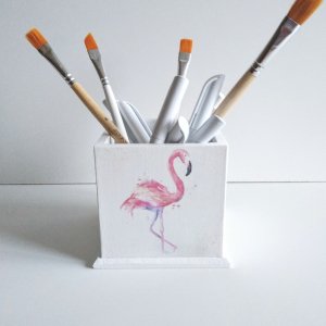 Робота Карандашница с фламінго.