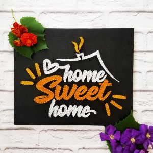 Работа Картина из ниток, милый дом, стринг арт, home sweet home